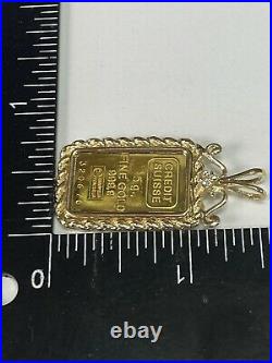 Credit Suisse 5G Bar 999.9 Fine Gold/ 14k Yellow Gold Rope Around Frame