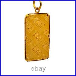 Credit Suisse 5G Fine Gold Bar Framed 14K Gold Pendant