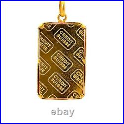 Credit Suisse 5G Fine Gold Bar Framed 14K Gold Pendant