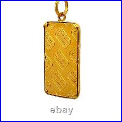 Credit Suisse 5G Fine Gold Bar Framed 14K Gold Pendant