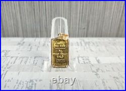 Credit Suisse 5 Gram 24K. 9999 Fine Gold Bar Charm Pendant w 14K Bezel Serial #