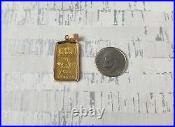 Credit Suisse 5 Gram 24K. 9999 Fine Gold Bar Charm Pendant w 14K Bezel Serial #