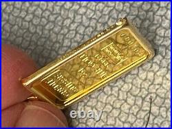 Credit Suisse 5 Gram Bar 999.9 Fine Gold in 14K Pendant Frame 5.81 Gr #907044