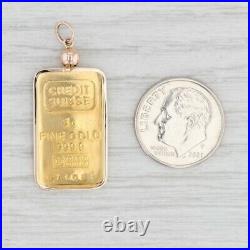 Credit Suisse 5 Gram Gold Bar Pendant 9999 Frame & Bar