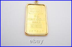 Credit Suisse 5g Fine Gold Bar 999.9 In 14k Bezel Pendant