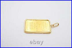 Credit Suisse 5g Fine Gold Bar 999.9 In 14k Bezel Pendant