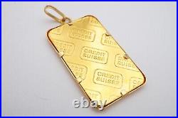 Credit Suisse 5g Fine Gold Bar 999.9 In 14k Bezel Pendant