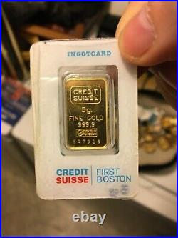 Credit Suisse 5g pure fine gold ingot bar 999.9. Great condition. No reserve