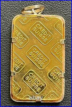 Credit Suisse 5gm. 9999 Fine Gold Bar in 14kt Yellow Gold Bezel, 6mm Bale