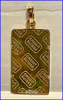 Credit Suisse Gold 2.5 Grams. 9999 Fine Bar with 14k Pendant withAssay