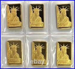 Credit Suisse Liberty 10 gram. 9999 Fine Gold Bar Lot of 6. Sealed
