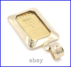 Credit Suisse One Gram Fine Gold Bar in 14KT Yellow Gold Bezel Pendant 1.1 1.8g Credit Suisse One Gram Fine Gold Bar in 14KT Yellow Gold Bezel Pendant 1.1 1.8g