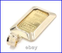 Credit Suisse One Gram Fine Gold Bar in 14KT Yellow Gold Bezel Pendant 1.1 1.8g Credit Suisse One Gram Fine Gold Bar in 14KT Yellow Gold Bezel Pendant 1.1 1.8g