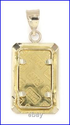Credit Suisse One Gram Fine Gold Bar in 14KT Yellow Gold Bezel Pendant 1.1 1.8g Credit Suisse One Gram Fine Gold Bar in 14KT Yellow Gold Bezel Pendant 1.1 1.8g