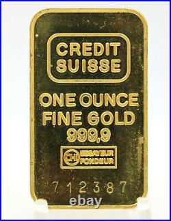 Credit Suisse One Ounce 999.9 Fine Gold Bar 1oz Collectible Investment Serial #