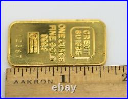 Credit Suisse One Ounce 999.9 Fine Gold Bar 1oz Collectible Investment Serial #