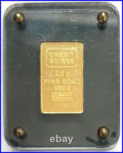 Credit Suisse Switzerland Gold 2.5 Grams. 9999 Fine Bar In Custom Holder Credit Suisse Switzerland Gold 2.5 Grams. 9999 Fine Bar In Custom Holder