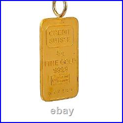 Credit Suisse With Assay Certificate 5g Fine Gold Bar Pendant