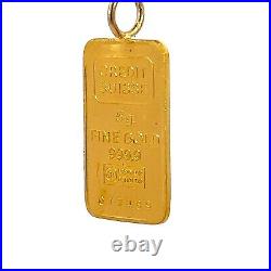 Credit Suisse With Assay Certificate 5g Fine Gold Bar Pendant