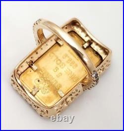 Custom 14k Gold Diamond. 999.9 5g Fine Gold Gold Bar Ring Inscribed Love Always