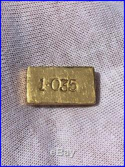 Delta Smelting Refining Co Canada 1.035 Troy Ounces Rare Poured Fine Gold Ingot