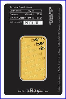 Ebay & Perth Mint 1oz Gold Bar. 9999 Fine Gold in Assay Card