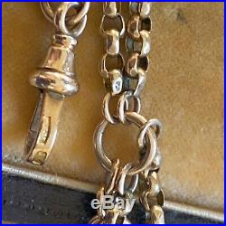 Edwardian 10ct, 10k, 417 Gold Albertina chain, T-bar, Dog clip & Tassell fitting