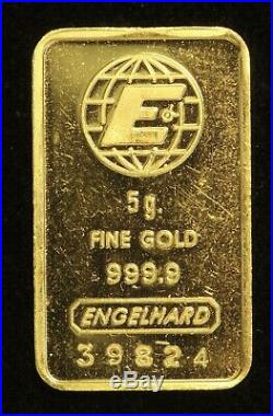 Engelhard 5 gram 999.9 Fine Gold Bar with Serial Number (B5429)