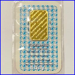 Engelhard Eagle Bar One Troy Oz 999.9 Fine Gold in Original Assay Card #882952