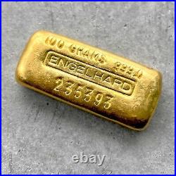 Engelhard Gold Poured Bar 100 gram. 9990 Fine 3.215 oz