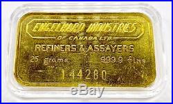 Engelhard Industries Of Canada Ltd 25 Gm Gold Bar 24kt. 9999 Fine #144280