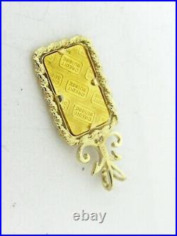 Estate 14k Yellow Gold 1g Credit Suisse Fine Gold Bar Diamond Pendant 2.5g i4560