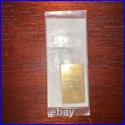 Extremely Rare Vintage Gold Bar Heraeus 10 Grams. 9999 Fine 25 SEP 1961 Swiss