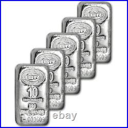 FIVE (5) 10 oz. Istanbul Gold Refinery IGR Silver Bar. 999 Fine