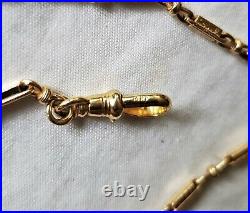 Fine 14K Gold Antique Victorian Pocket Watch Chain Fancy Bar Crimp Link 11 grams