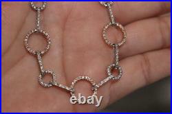 Fine 14K White/Rose Gold 2.30ctw Pave Diamond Circles Bar Link Bracelet 10.7 Gr