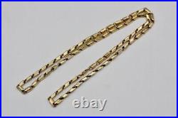 Fine 14K Yellow Gold Puffy 4MM Diamond Cut Fancy Bar Link Chain Necklace 24 L