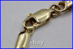 Fine 14K Yellow Gold Puffy 4MM Diamond Cut Fancy Bar Link Chain Necklace 24 L
