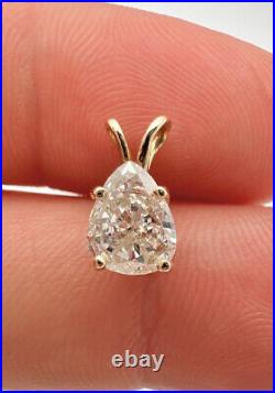 Fine 14k Yellow Gold Natural Pear Shaped. 75ct Approx. Diamond Solitaire Pendant