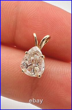 Fine 14k Yellow Gold Natural Pear Shaped. 75ct Approx. Diamond Solitaire Pendant