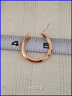 Fine 14kt Rose Gold Hoop Earrings Made In Italy 1 Inch With Snap Bar Closure