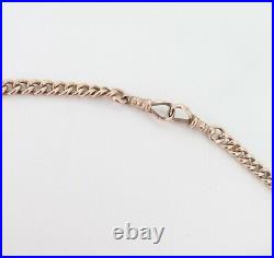 Fine Antique 9ct Rose Gold Curb link T Bar Fob Pocket Watch Chain 33.2g