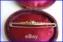 Fine Antique Edwardian 9 Carat Gold Peridot & Seed Pearl Bar Brooch Pin 3.6 G