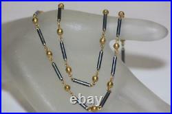 Fine Estate Gurhan 24k Gold Bead Black Silver Bar Link Chain Necklace 17 Long