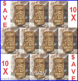 GOLD 24K PURE BULLION 10 BARS of one third GRAM 999 FINE INGOT LOT SAVE SAVE