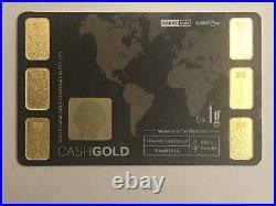 GOLD KARATBARS 6x-1 GRAM. 9999 FINE BAR SEALED IN ASSAY CREDIT CARD (6 Grams)