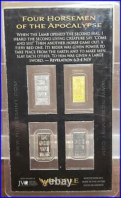 GOLD, SILVER, PLATINUM, PALLADIUM 4PACK 1/2 GRAM SOLID BARS 999+ FINE WithCOA'S 2G