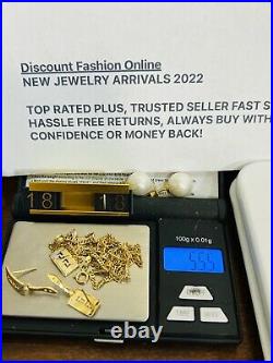 Genuine 18K Woman's Fine 750 Saudi Real Gold Bar Set Necklace 18 Long 3mm 5.55