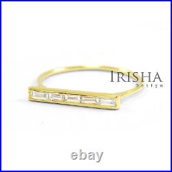 Genuine Baguette Diamond Bar Ring 14K Gold Fine Jewelry Size- 3 to 8 US