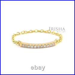 Genuine Diamond Bar Link 14K Gold Chain Ring Fine Jewelry Size 3 to 8 US